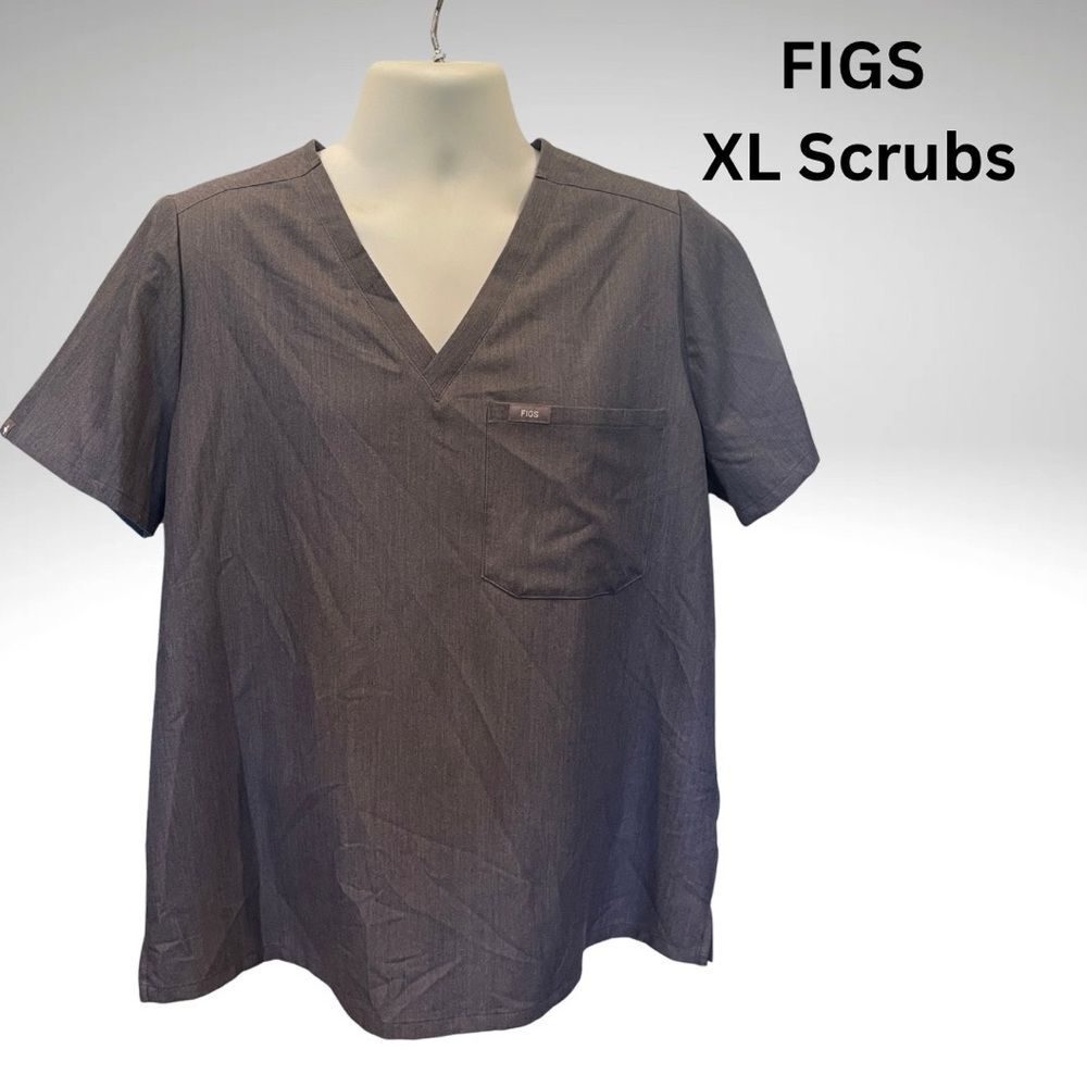 Figs Charcoal Scrub Top XL